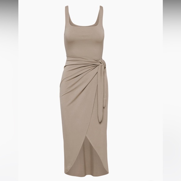 Aritzia Saturn Midi Dress in Grey Taupe - Picture 1 of 8